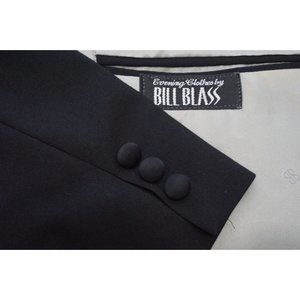 Bill Blass VINTAGE Black One Button Full 2 Pc Tuxedo Jacket Pants Sz 42L